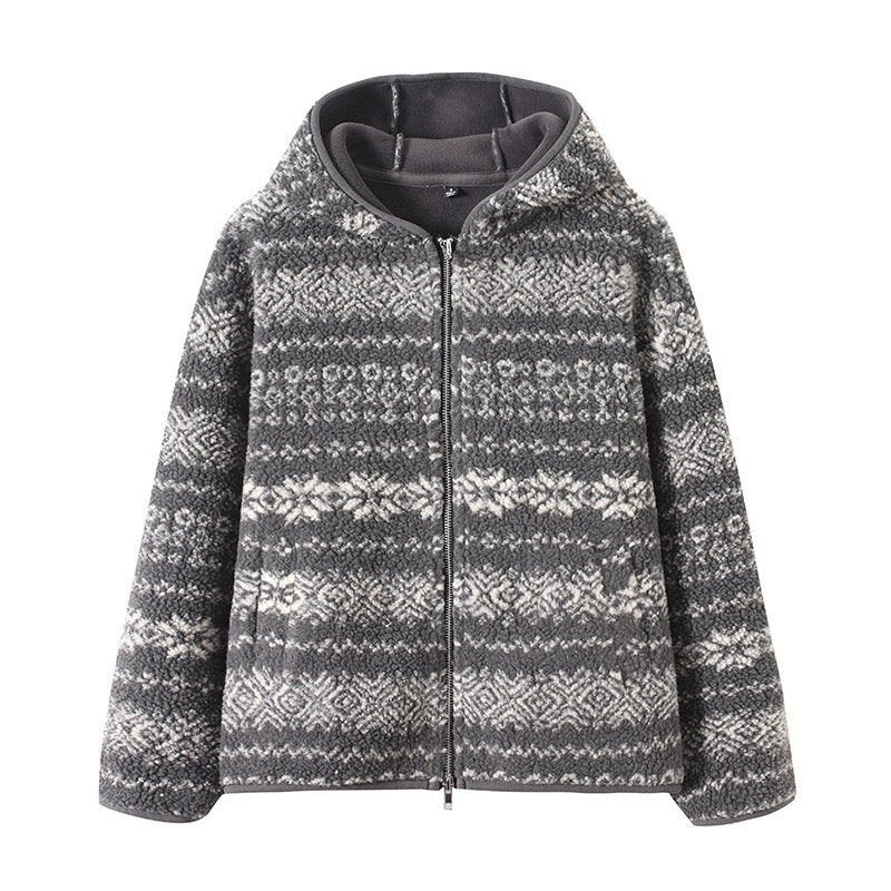 Damen kuschelige Fleecejacke mit Süddeutschem Muster Drune