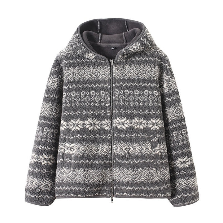 Damen kuschelige Fleecejacke mit Süddeutschem Muster Drune
