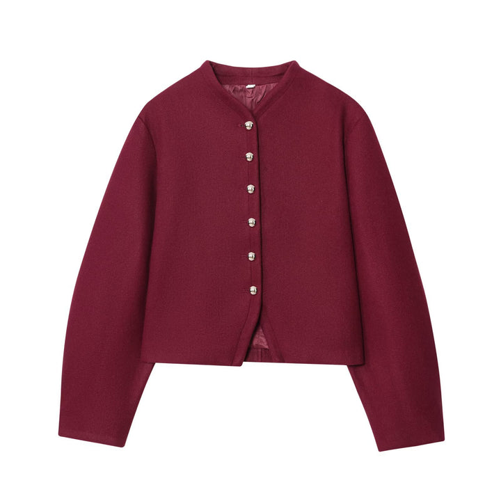 Damen elegante Kurzjacke mit Knopfverschluss und modernem Stoff Drune
