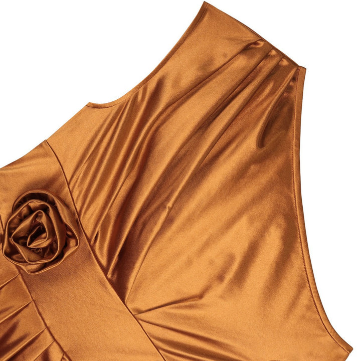 Damen Elegantes Wickelkleid mit 3D-Blütenapplikation Drune