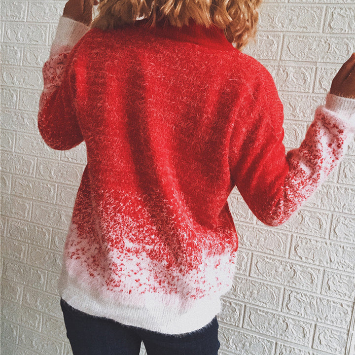 Damen festlicher Strickpullover mit winterlichem Schneeflockenmotiv Drune