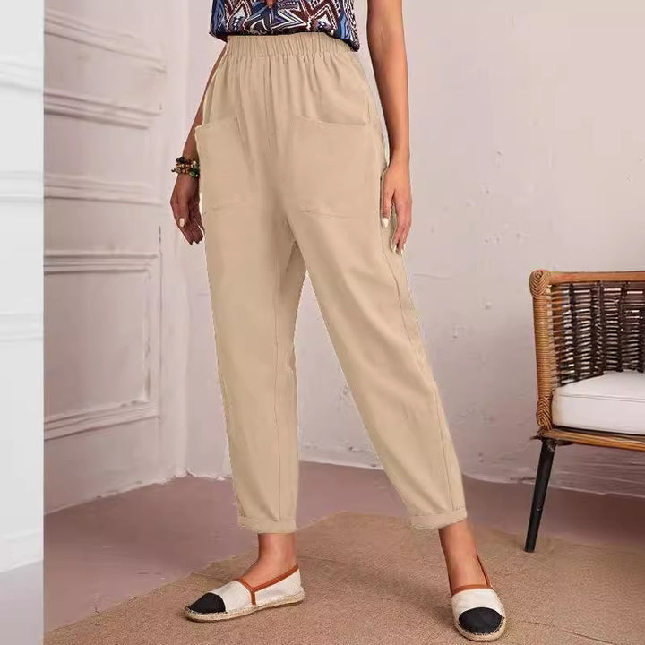 Damen Bequeme Chino-Hose mit elastischem Bund und praktischen Taschen Drune