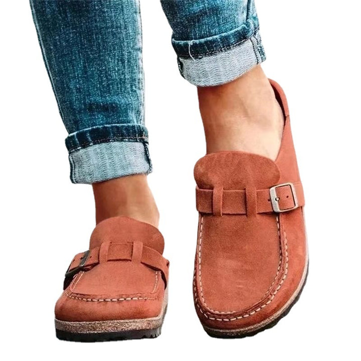 Damen Wildleder Slipper mit Schnalle Drune
