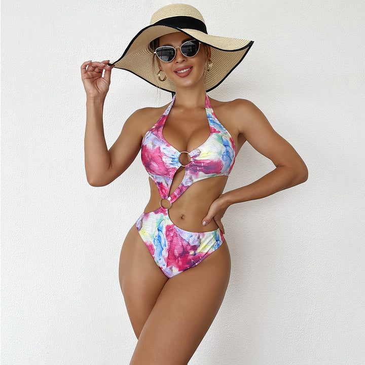 Damen Modischer Cut-Out Badeanzug mit Ringen Drune