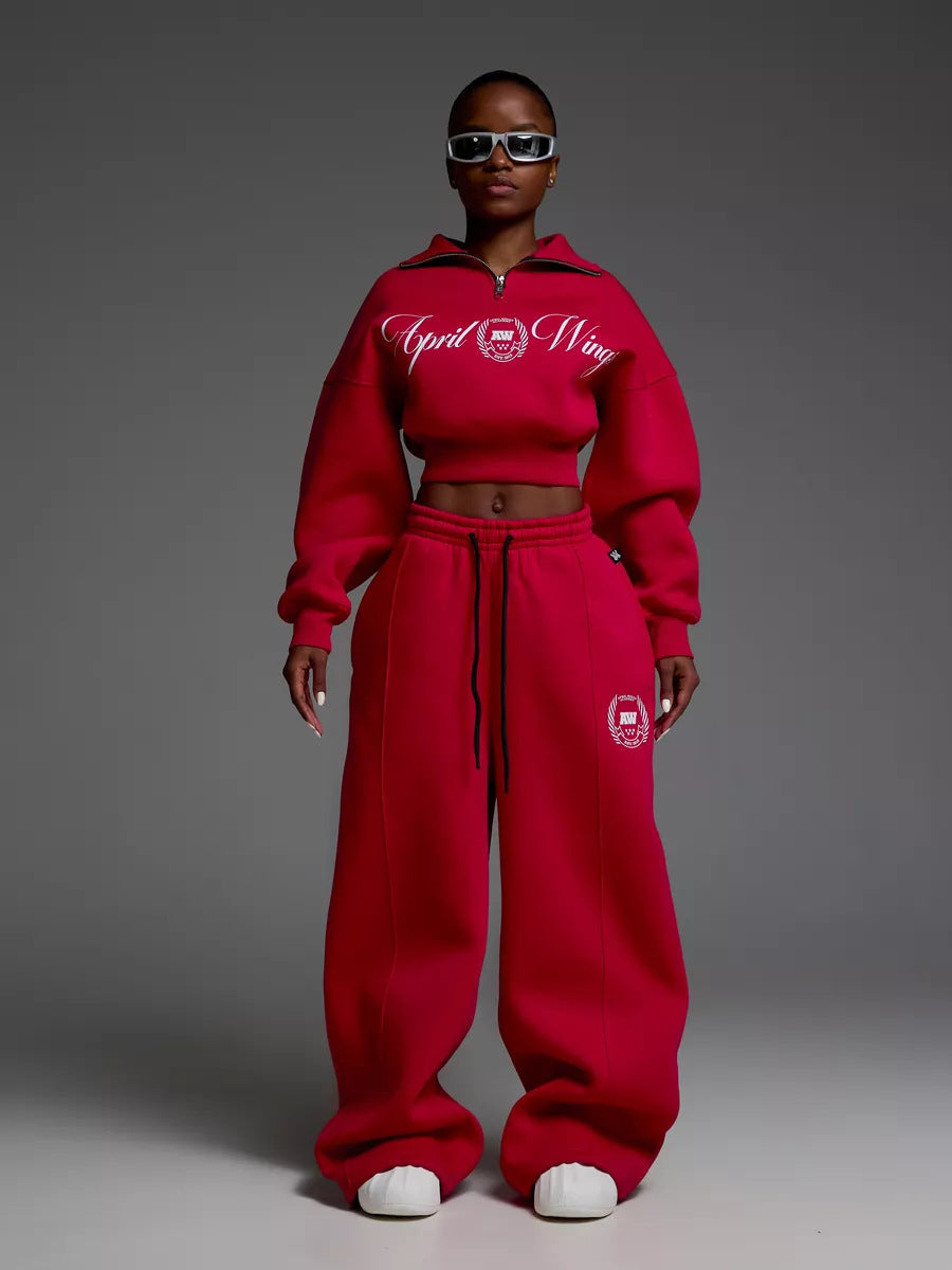 Damen cropped Sweatshirt und weite Jogginghose Set Drune