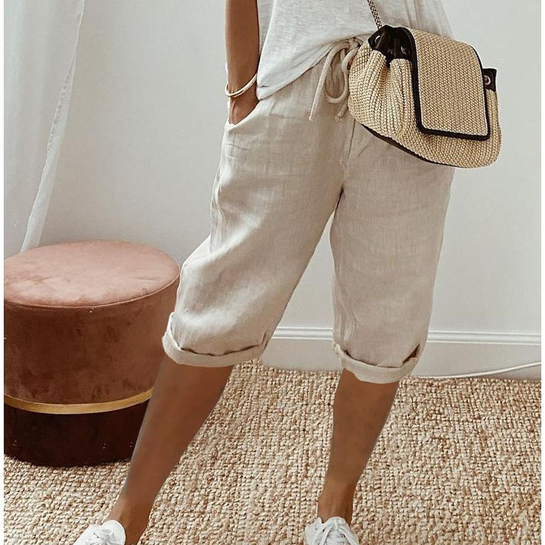 Damen Luftige Leinen Shorts Drune