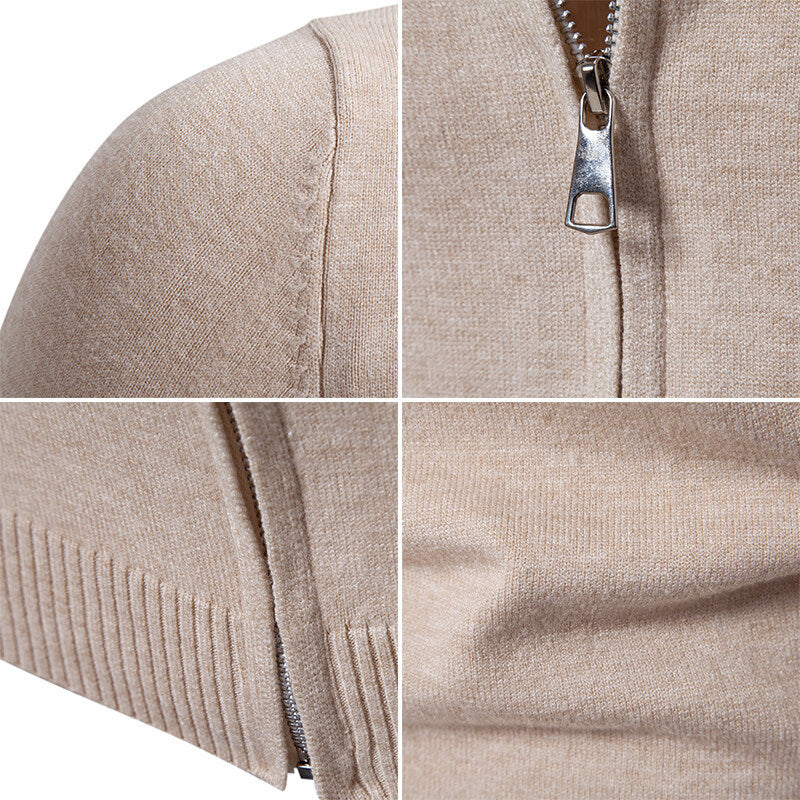Herren modische Strickjacke mit hohem Kragen und funktionellem Reißverschluss Drune