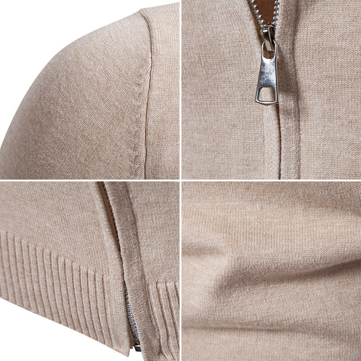 Herren modische Strickjacke mit hohem Kragen und funktionellem Reißverschluss Drune