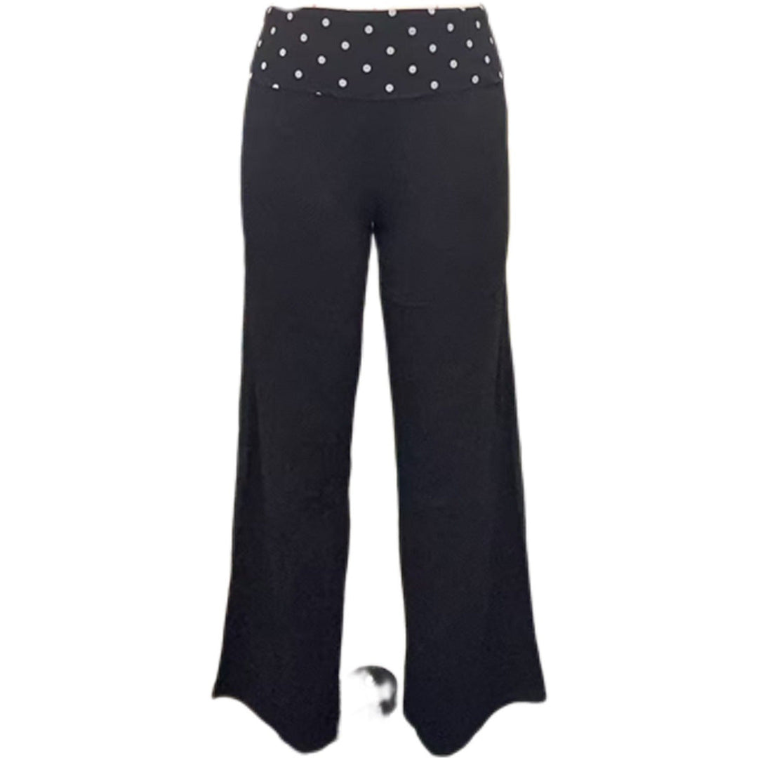 Damen weite Freizeit-Hose mit elastischem Bund und Pünktchenmuster Drune
