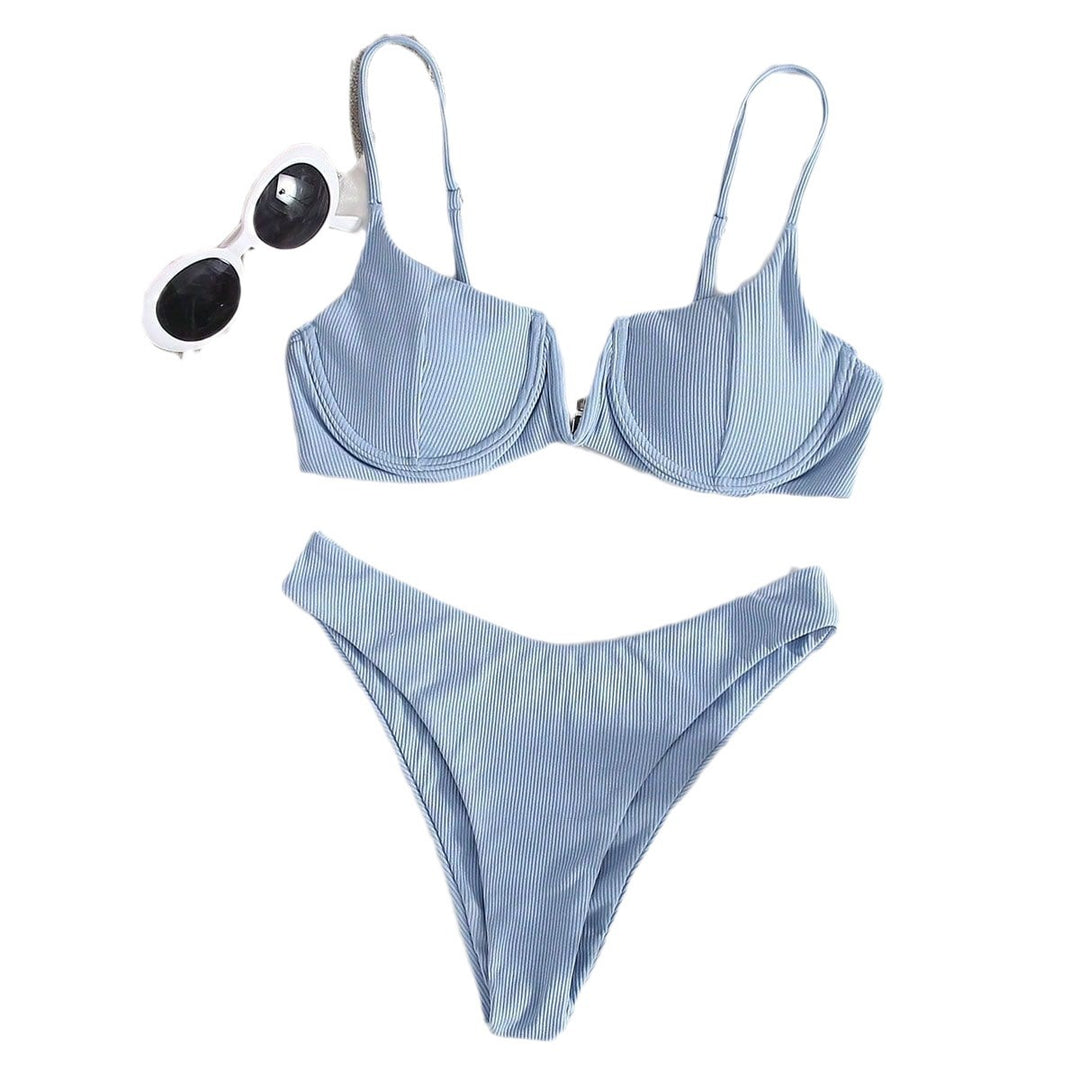 Damen Push-Up Bikini-Set mit elegantem Rippendesign Drune
