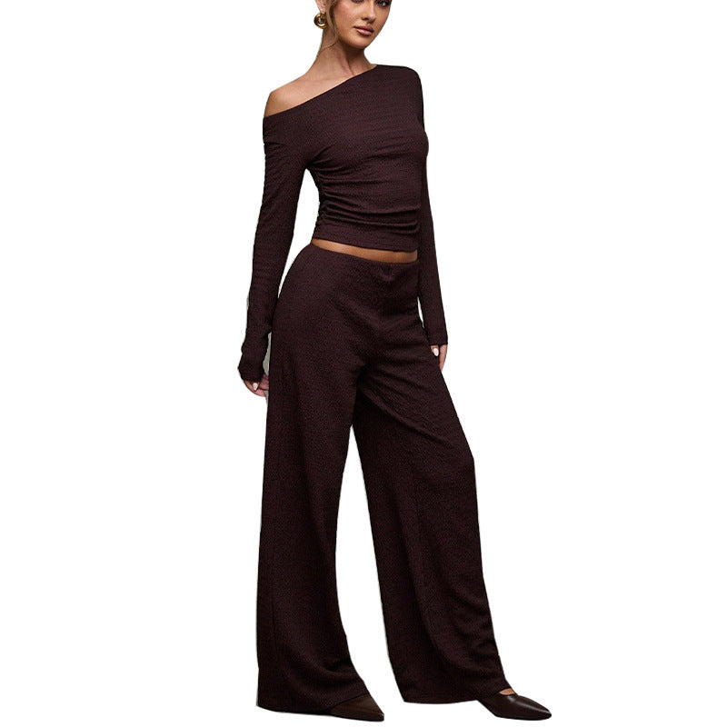 Damen Elegantes und weiches Oberteil mit weitem Beinkleid Drune