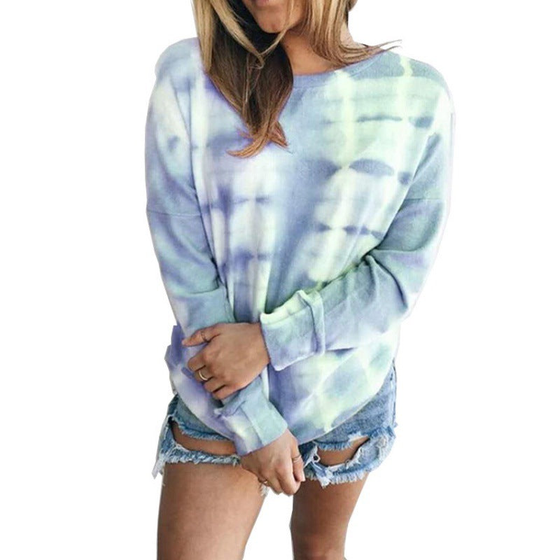 Damen Freizeit Sweatshirt mit modernem Batik-Design und lässigem Schnitt Drune