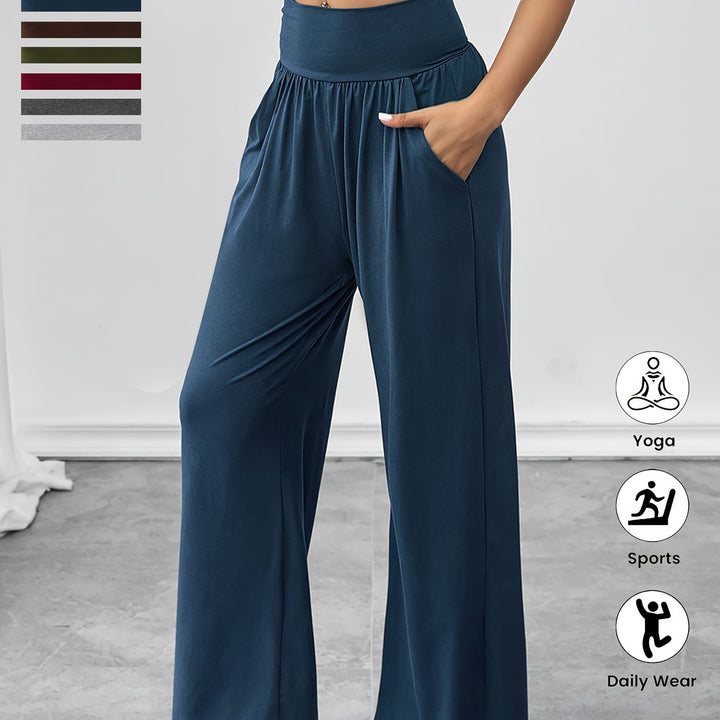 Damen gemütliche Freizeithose mit elastischem Bund und Seitentaschen Drune