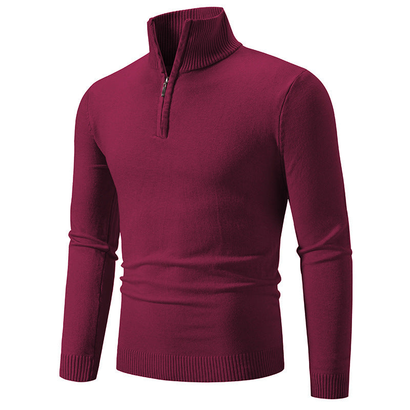 Herren modischer Rollkragenpullover mit Zipper und feiner Strickstruktur Drune