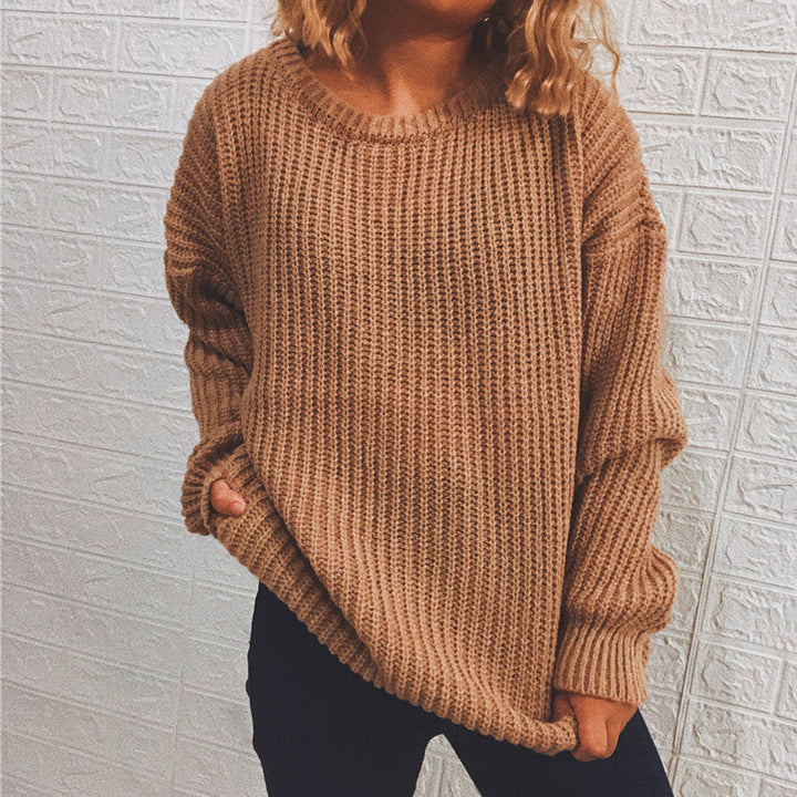Damen Grobstrickpullover mit oversized Schnitt und lässigen Ärmeln Drune