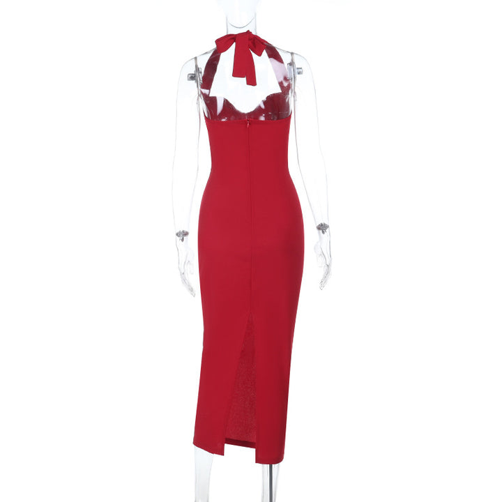 Damen figurbetontes Abendkleid mit Halterneck-Design Drune