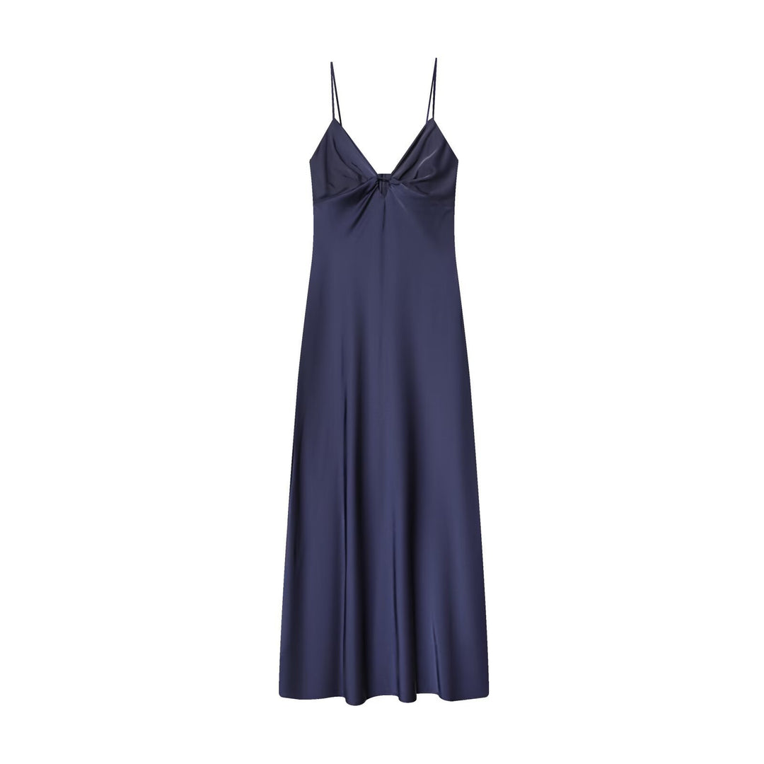 Damen Maxikleid mit elegantem Wasserfallausschnitt und zarter Drapierung Drune
