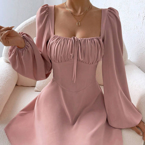 Damen Minikleid mit Rüschendetails und schickem Puffärmeln Drune
