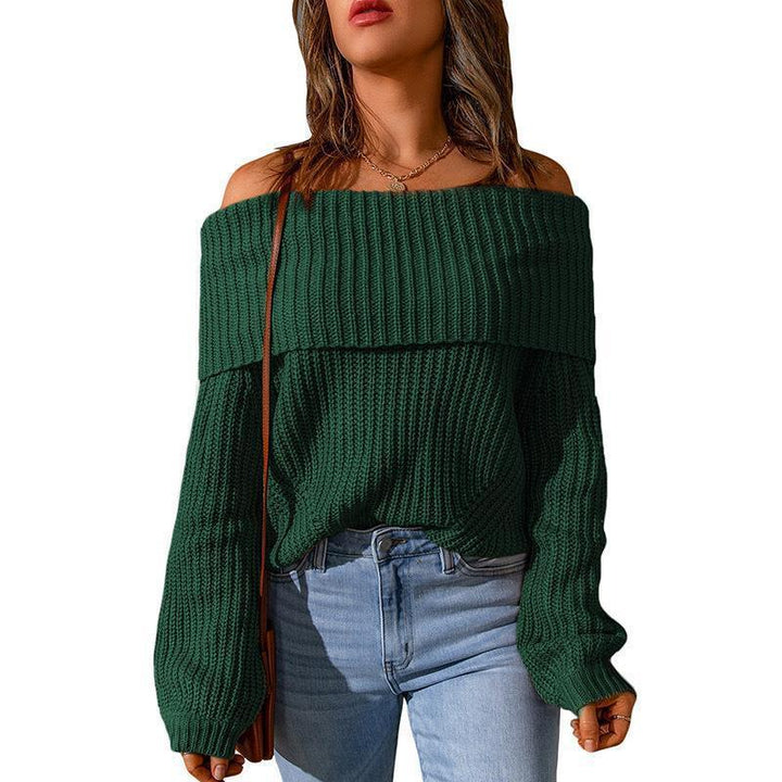 Damen Off-Shoulder Strickpullover mit weitem Schnitt Drune