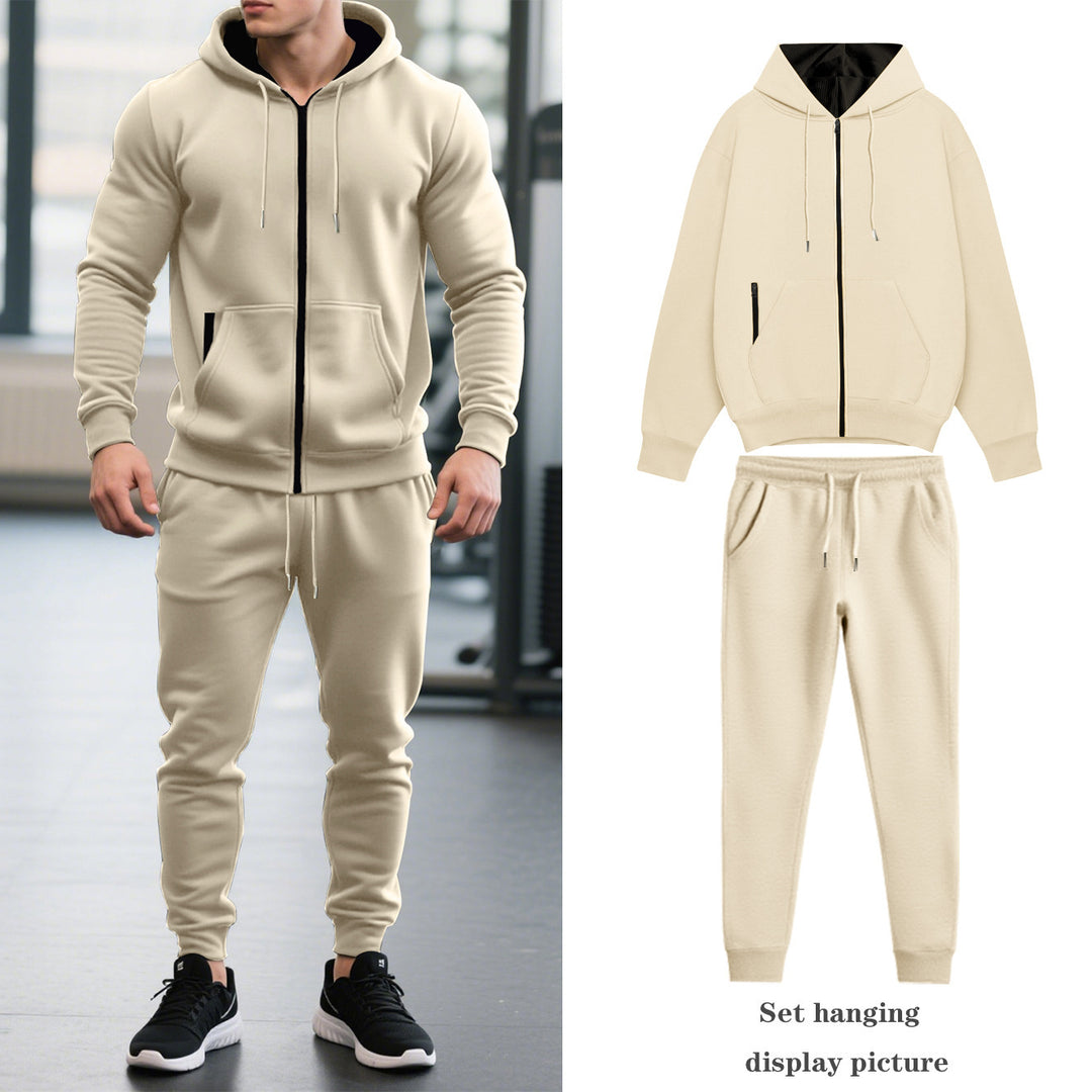 Herren nan zweiteiliges Performance Fleece Jogginganzug-Set mit Kapuzenjacke, verdecktem Reißverschluss und tapered Jogginghose Drune