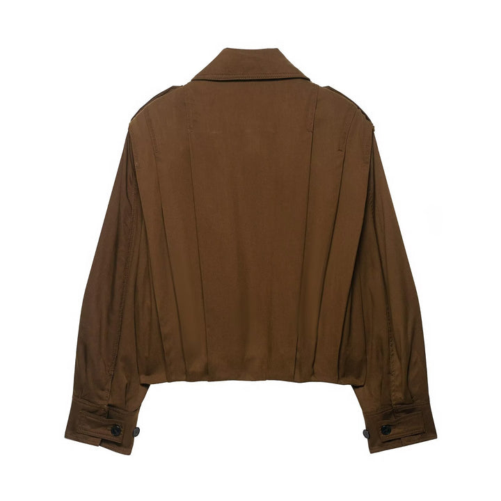Damen modische cropped Jacke mit dekorativen Knopfdetails Drune
