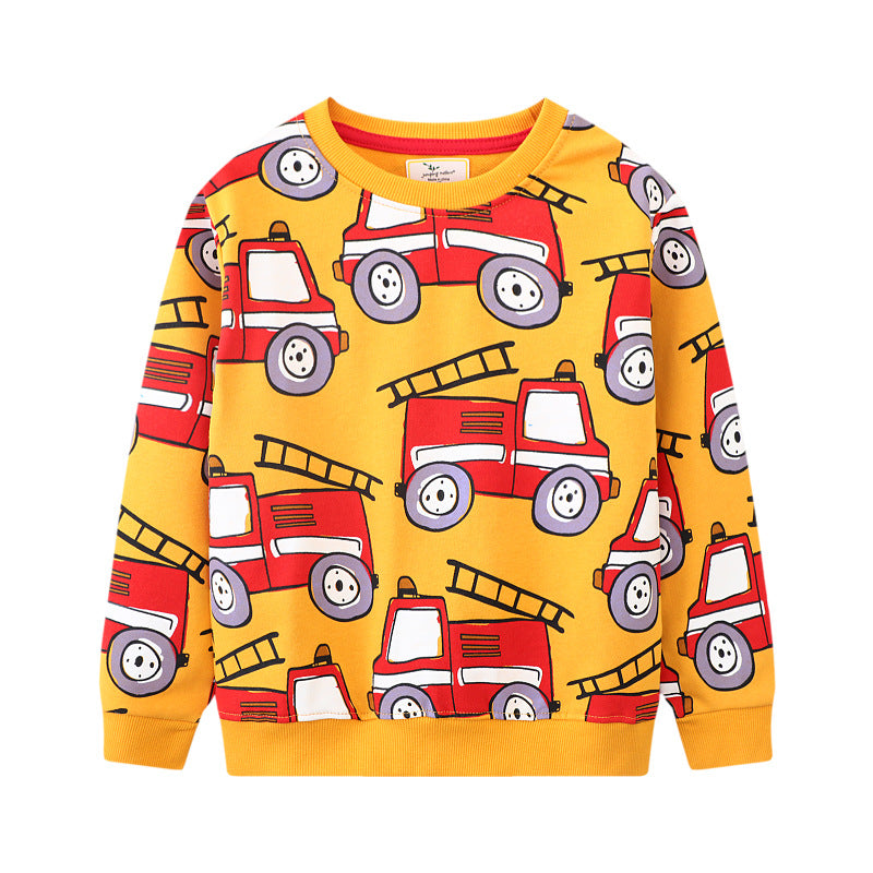 Jungen Sweatshirt mit coolem Feuerwehrfahrzeug-Motiv Drune