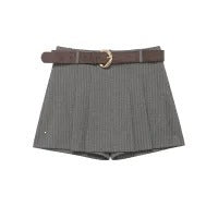 Damen elegante Shorts mit dekorativem Gürtel Drune