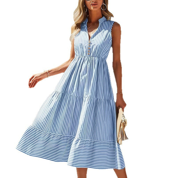 Damen Langarm Kleid im lässigen Streifen-Design und fließendem Schnitt Drune