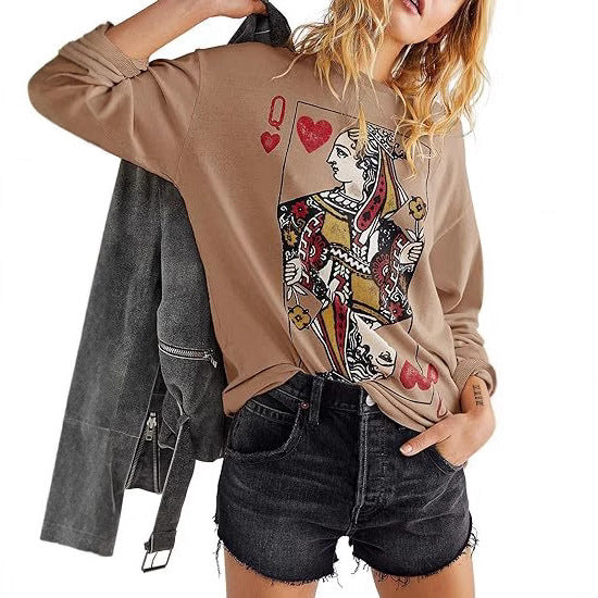Damen Langarmshirt mit königlichem Motiv Drune