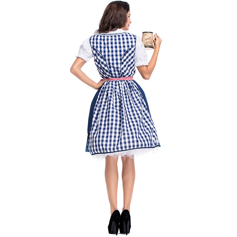 Damen nan traditionelles Trachten Dirndlkleid mit herzförmigem Ausschnitt, Schnürung und abnehmbarer Schürze Drune
