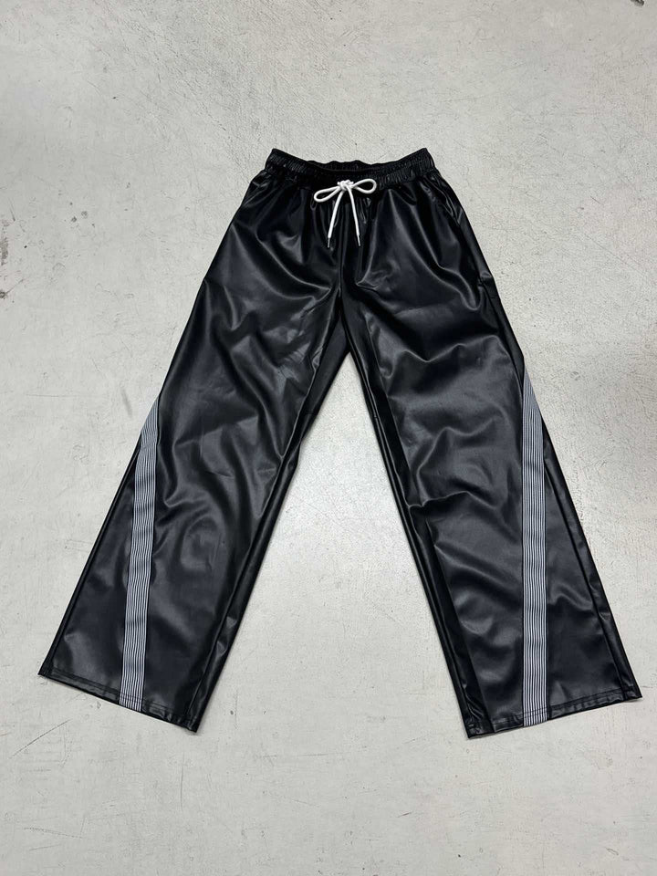 Damen Sportliche Wide-Leg Hose mit elastischem Bund und modischen Streifen Drune