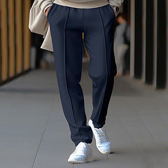 Unisex nan tapered Freizeit-Hose mit Bügelfalte, elastischem Tunnelzugbund und geradem Bein Drune