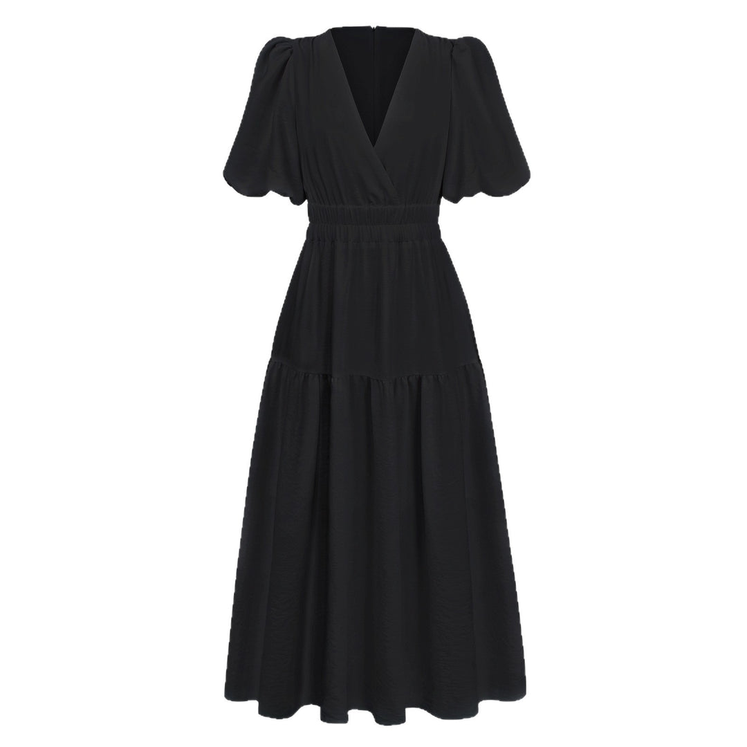 Damen Maxikleid mit puffärmeligem Design und elastischem Taillenzug Drune
