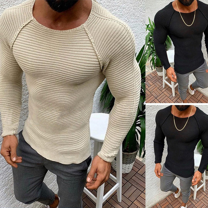 Herren nan figurbetonter Strickpullover mit Raglanärmeln und elastischer Struktur Drune