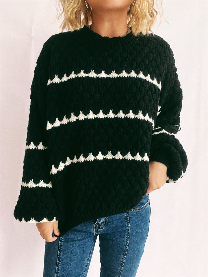 Damen Grob gestrickter Pullover mit modernem Muster und lässigem Schnitt Drune