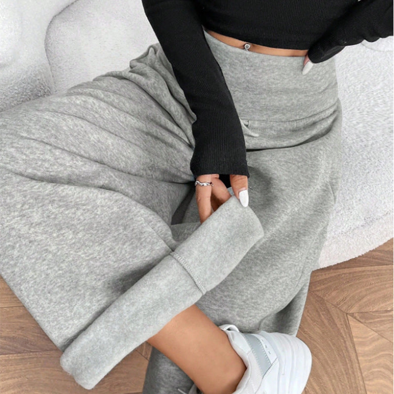 Damen bequeme und weit geschnittene Freizeithose mit elastischem Bund Drune
