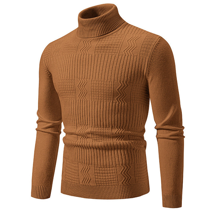 Herren nan strukturierter Rollkragenpullover aus feinem Strickmix mit körpernaher Passform Drune