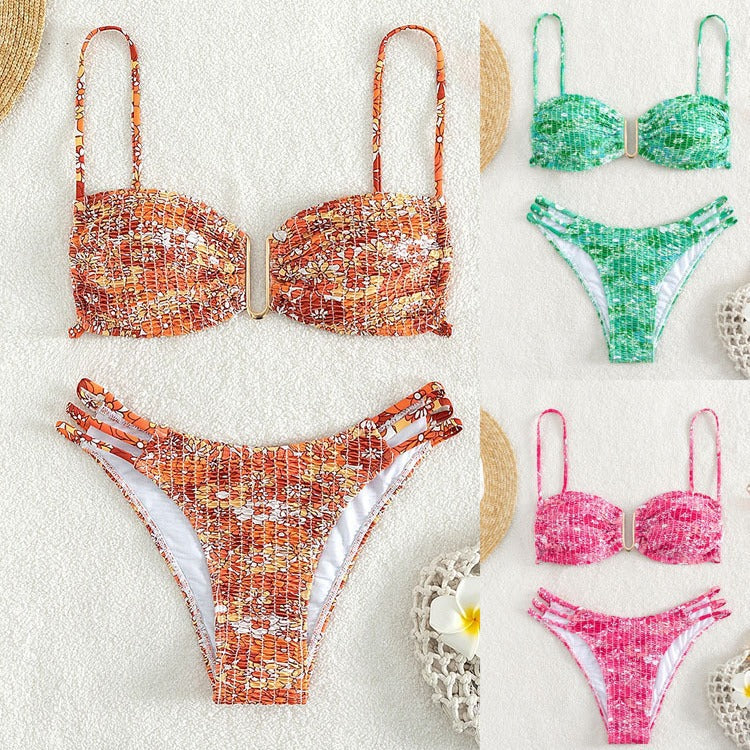 Damen Bikini-Set mit verspieltem Mustermix und modernen Schnürdetails Drune