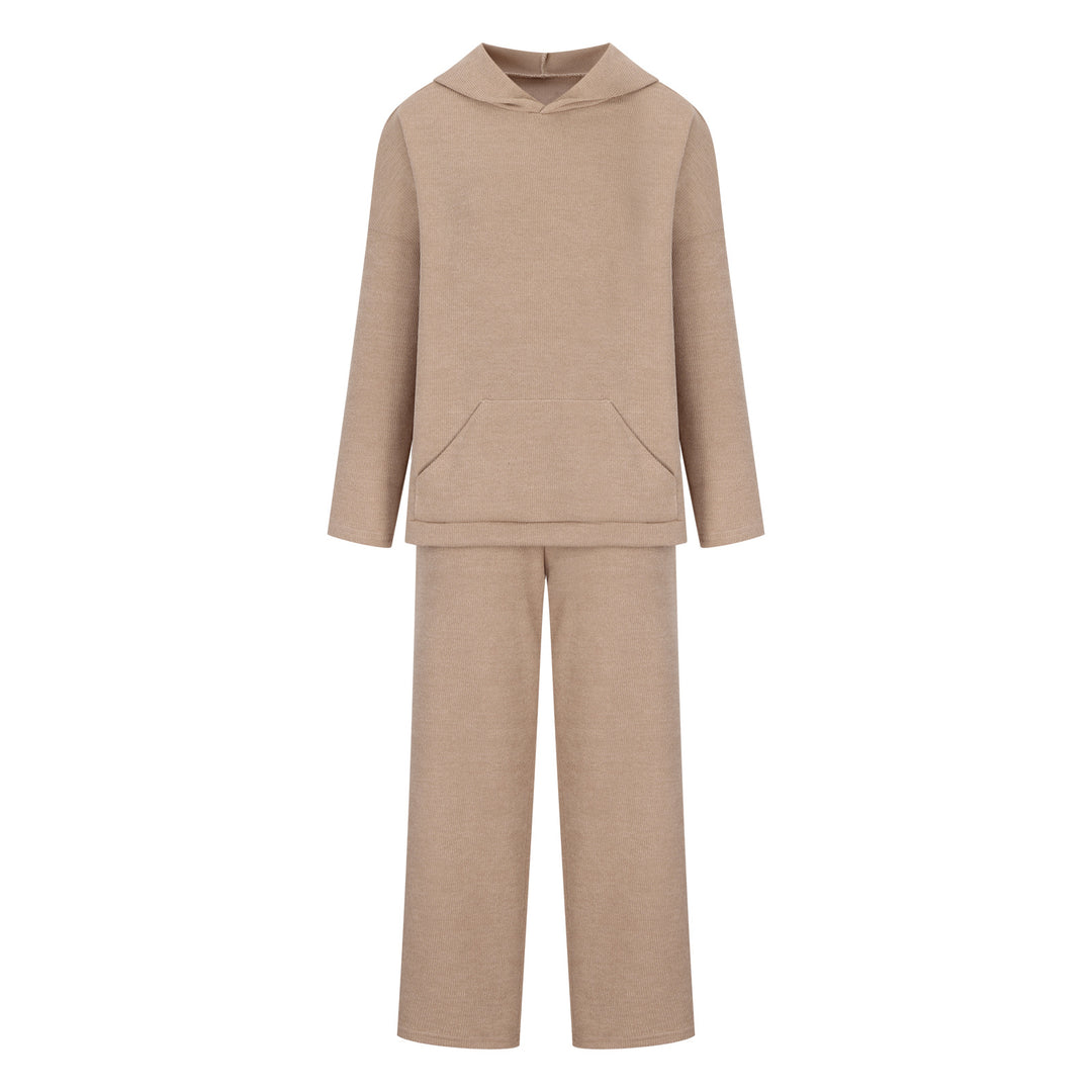 Damen entspannendes Lounge-Set mit Kapuze und weit geschnittener Hose Drune