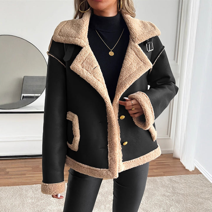 Damen Kurzjacke mit Kunstfellbesatz und praktischen Taschen Drune