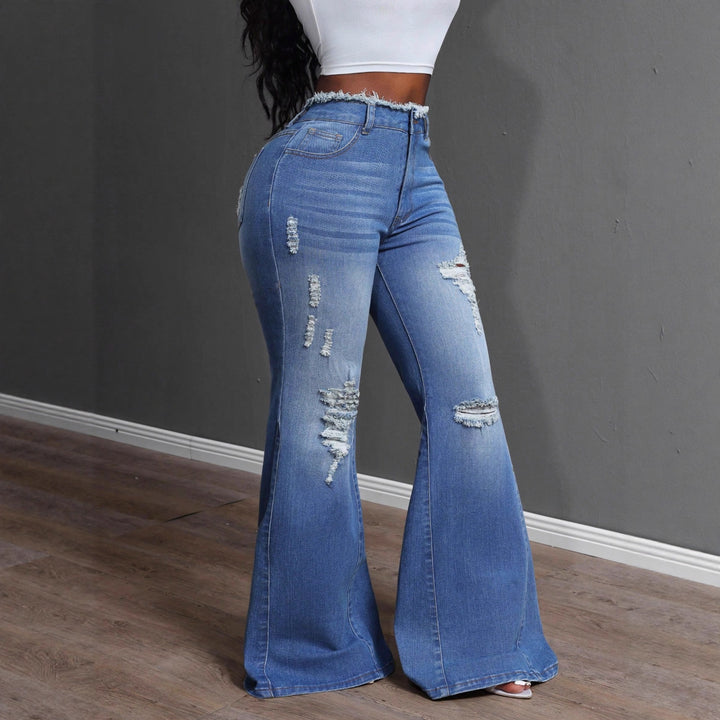 Damen Bootcut Jeans mit ausgefransten Details Drune
