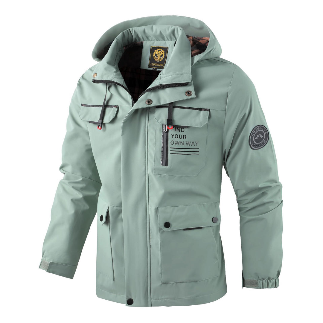 Herren nan urbaner Softshell-Parka mit Kapuze, verdecktem Zweiwege-Reißverschluss und Ärmeltasche Drune