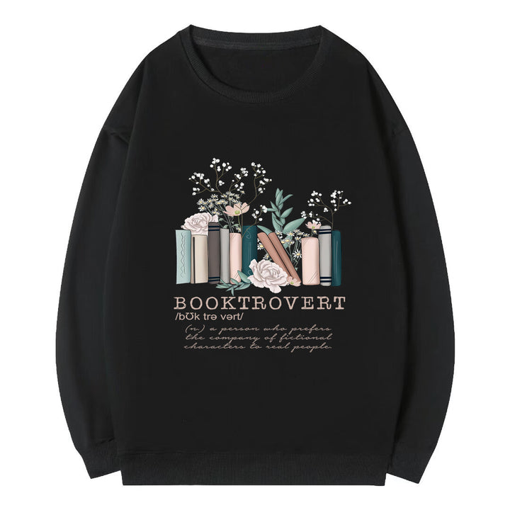 Damen Sweatshirt mit verspieltem Bücherdesign und inspirierendem Schriftzug Drune