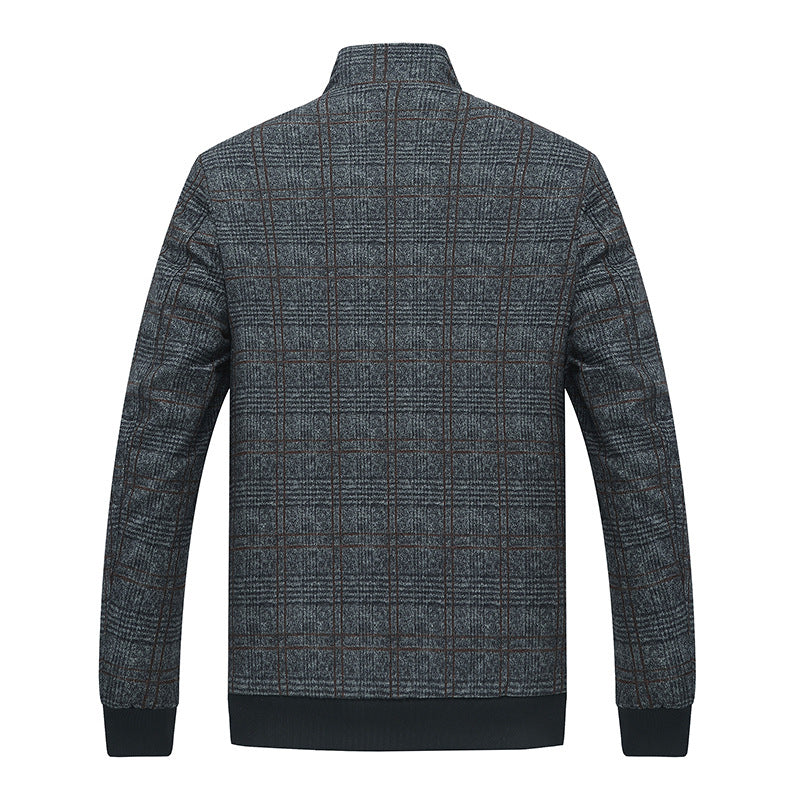 Herren modische Übergangsjacke mit klassischem Karo-Muster und praktischen Reißverschlusstaschen Drune