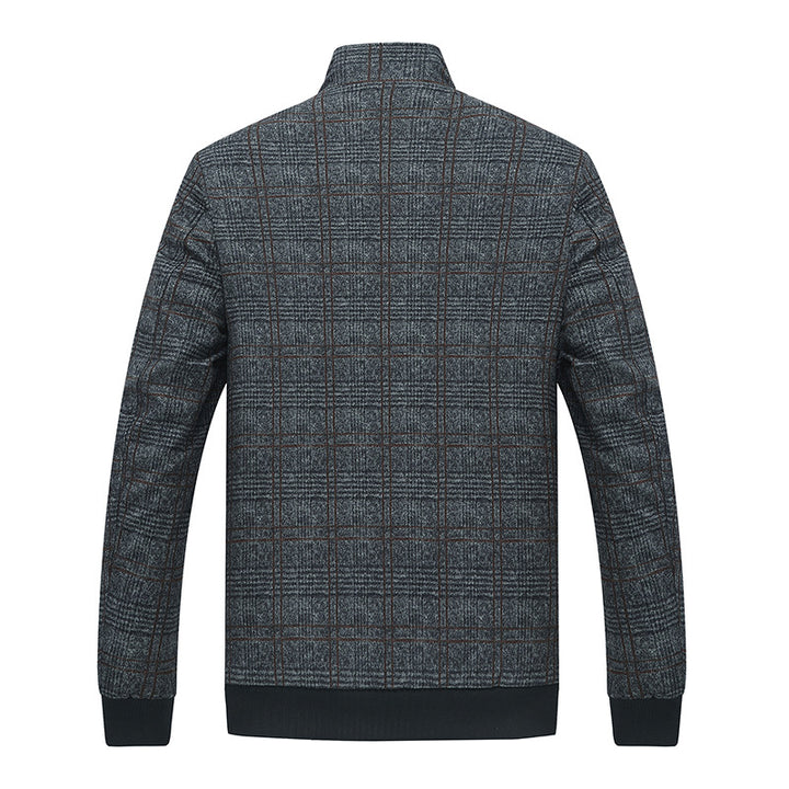 Herren modische Übergangsjacke mit klassischem Karo-Muster und praktischen Reißverschlusstaschen Drune