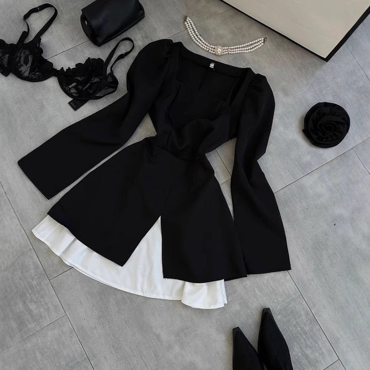 Damen Cocktailkleid mit Puffärmeln und asymmetrischem Schnitt Drune