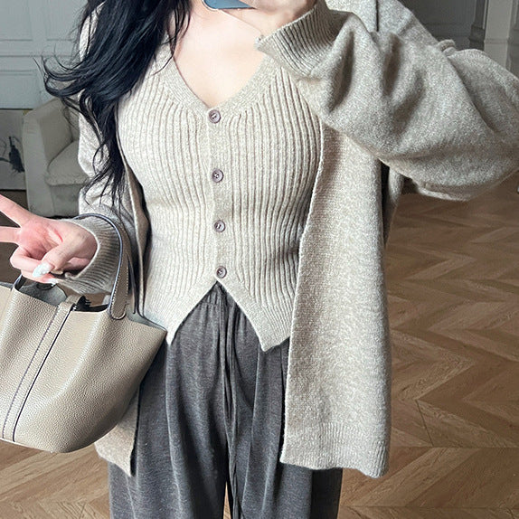 Damen modische Strickjacke mit eleganten Knopfdetails und lässigem Schnitt Drune