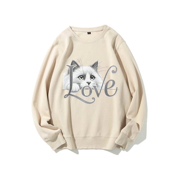 Damen Sweatshirt mit verspieltem Katzenmotiv und lässigem Schnitt Drune