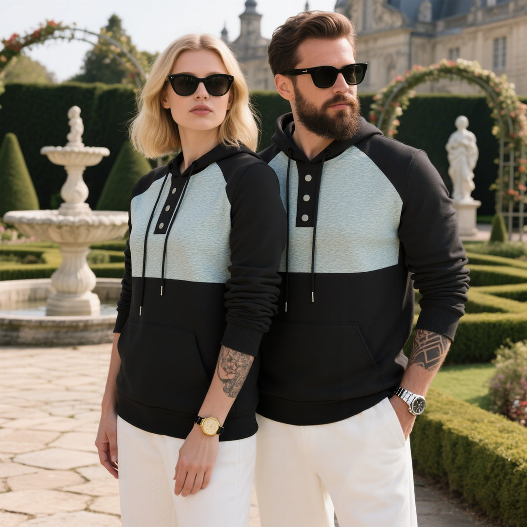 Herren modischer Kapuzenpullover mit strukturiertem Gewebe und praktischen Knopfdetails Drune