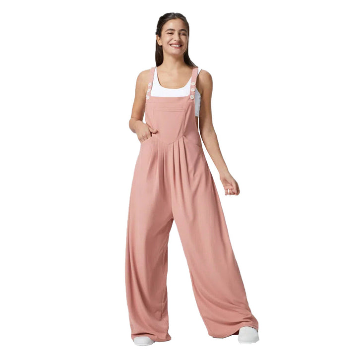 Damen Lässiger Jumpsuit mit weitem Bein und elegantem Knopf-Detail Drune